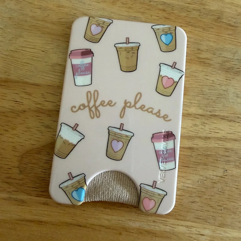 Coffee Please Slim Card Wallet Phone Accessory - Pink